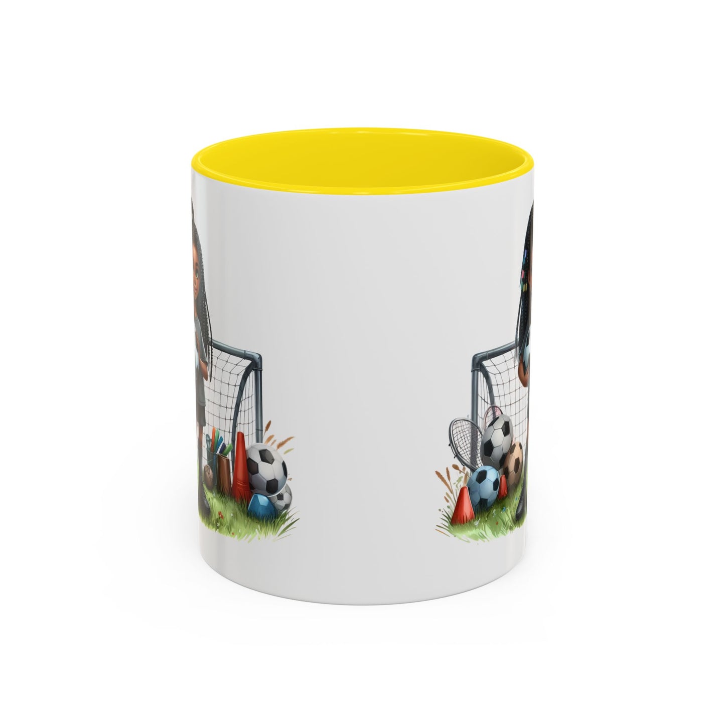Soccer-Themed Accent Coffee Mug, Personalized Sports Fan Gift, Perfect for Coaches, Players, Kids, and Birthdays