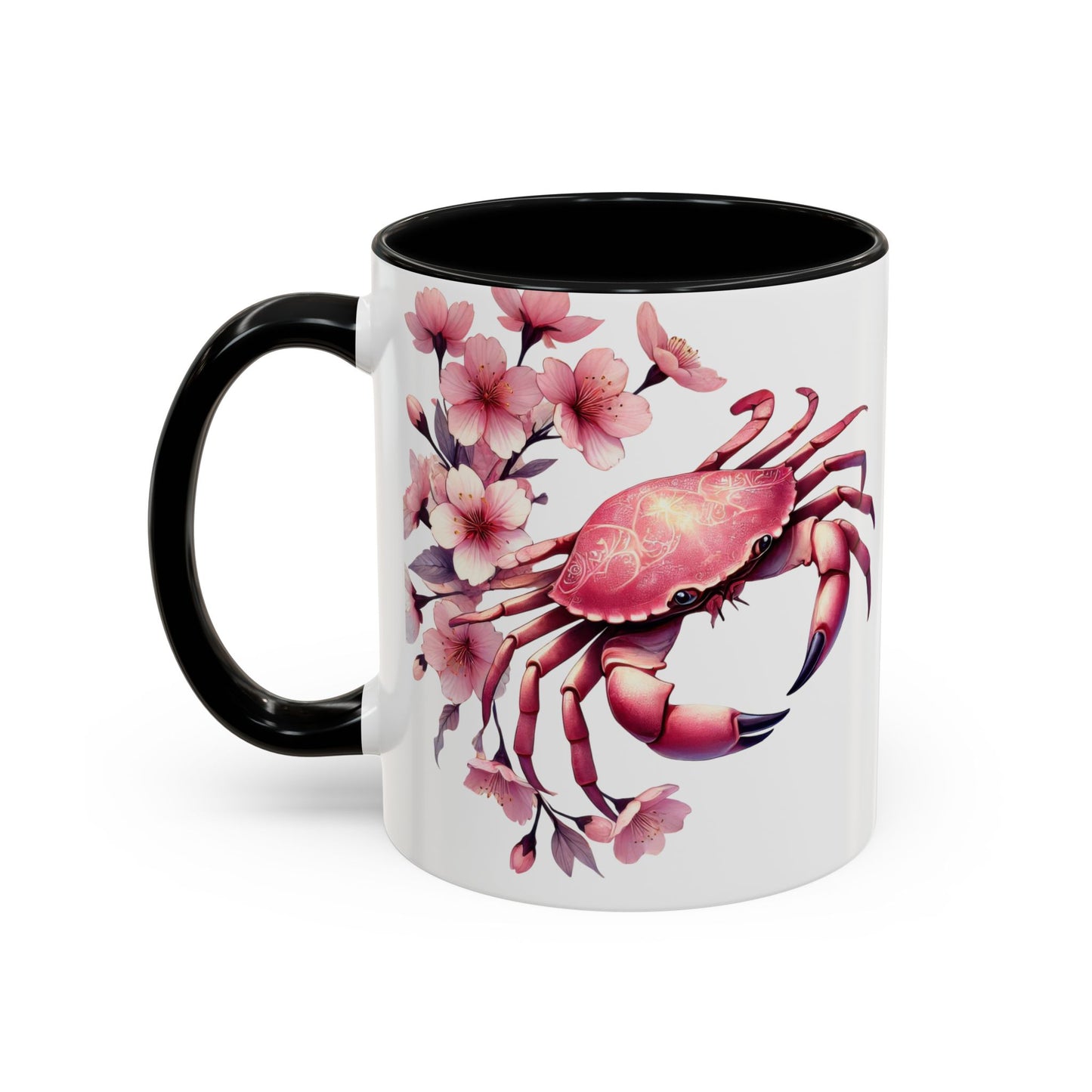 Artistic Crab & Cherry Blossom Mug - 11 & 15oz Accent Coffee Cup