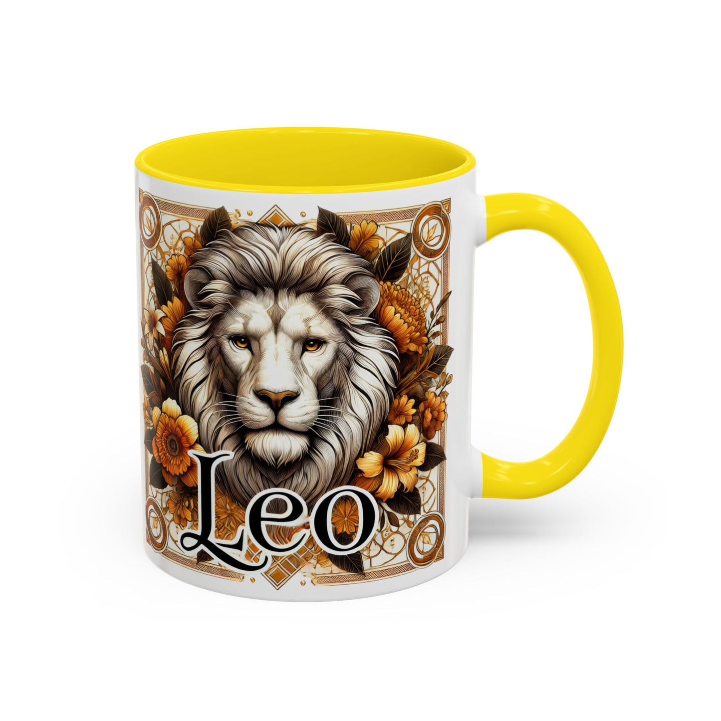 Leo Zodiac Accent Coffee Mug – Bold Floral Design for Astrology Lovers