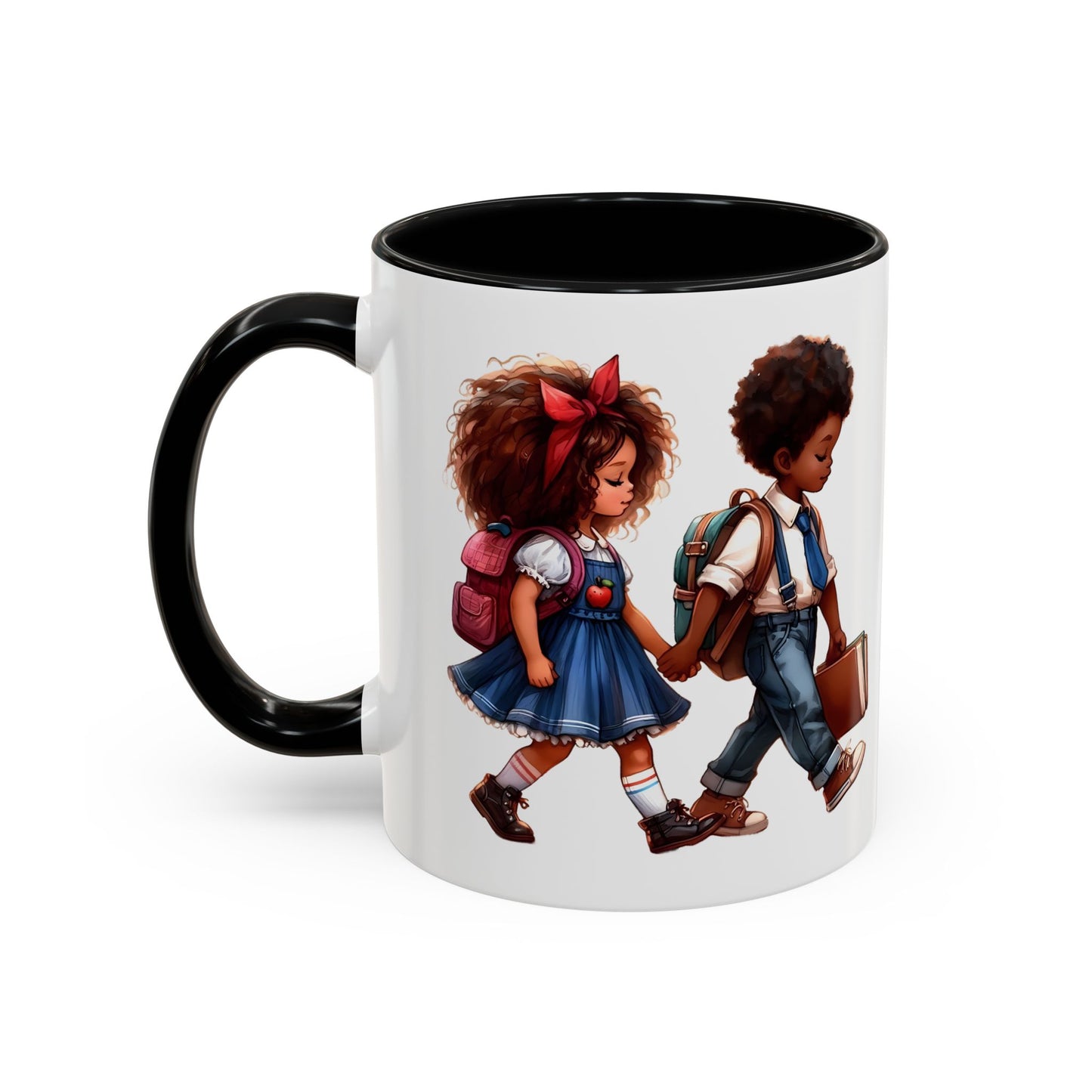 Cute Kids Walking Accent Coffee Mug | Back to School, Teacher Gift, Children's Art, Personalized Tea Cup, Unique Gift Idea