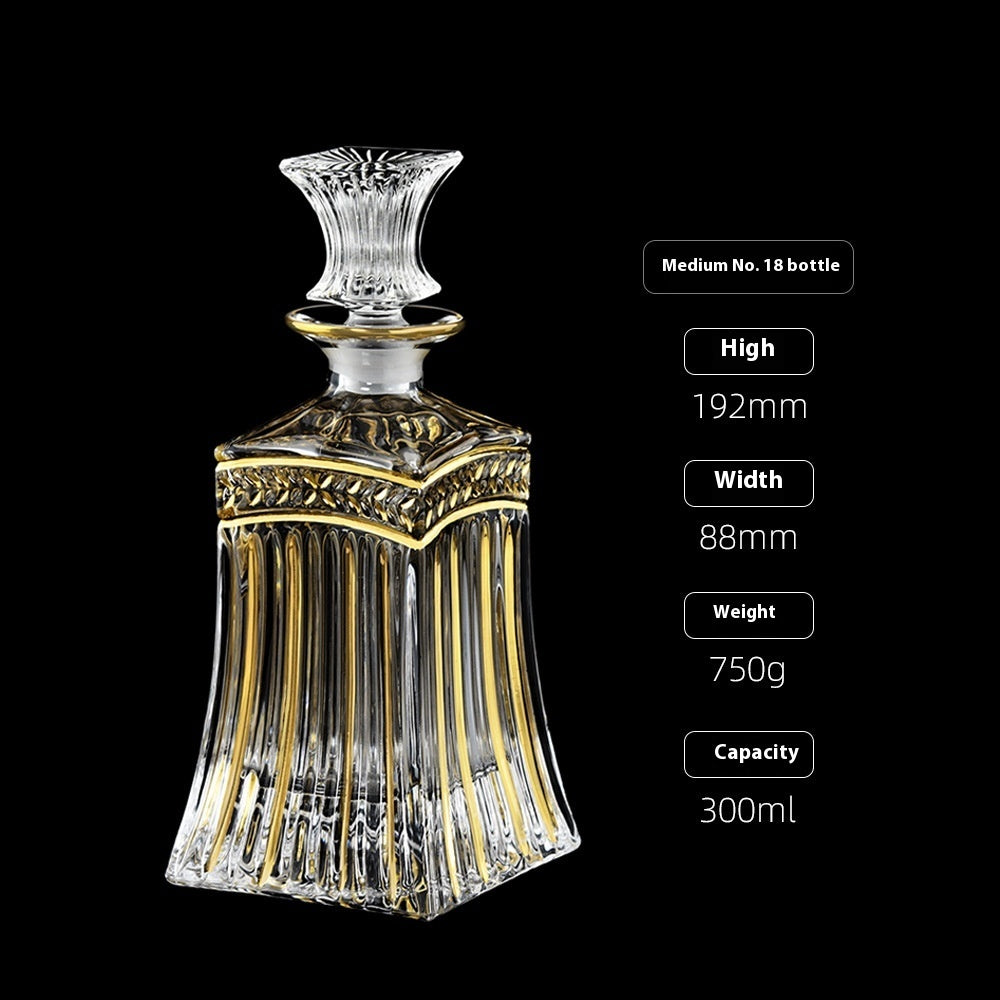 Gold Drawing Line Foreign Wine Bottle Crystal Glass Creative Whiskey Bottle