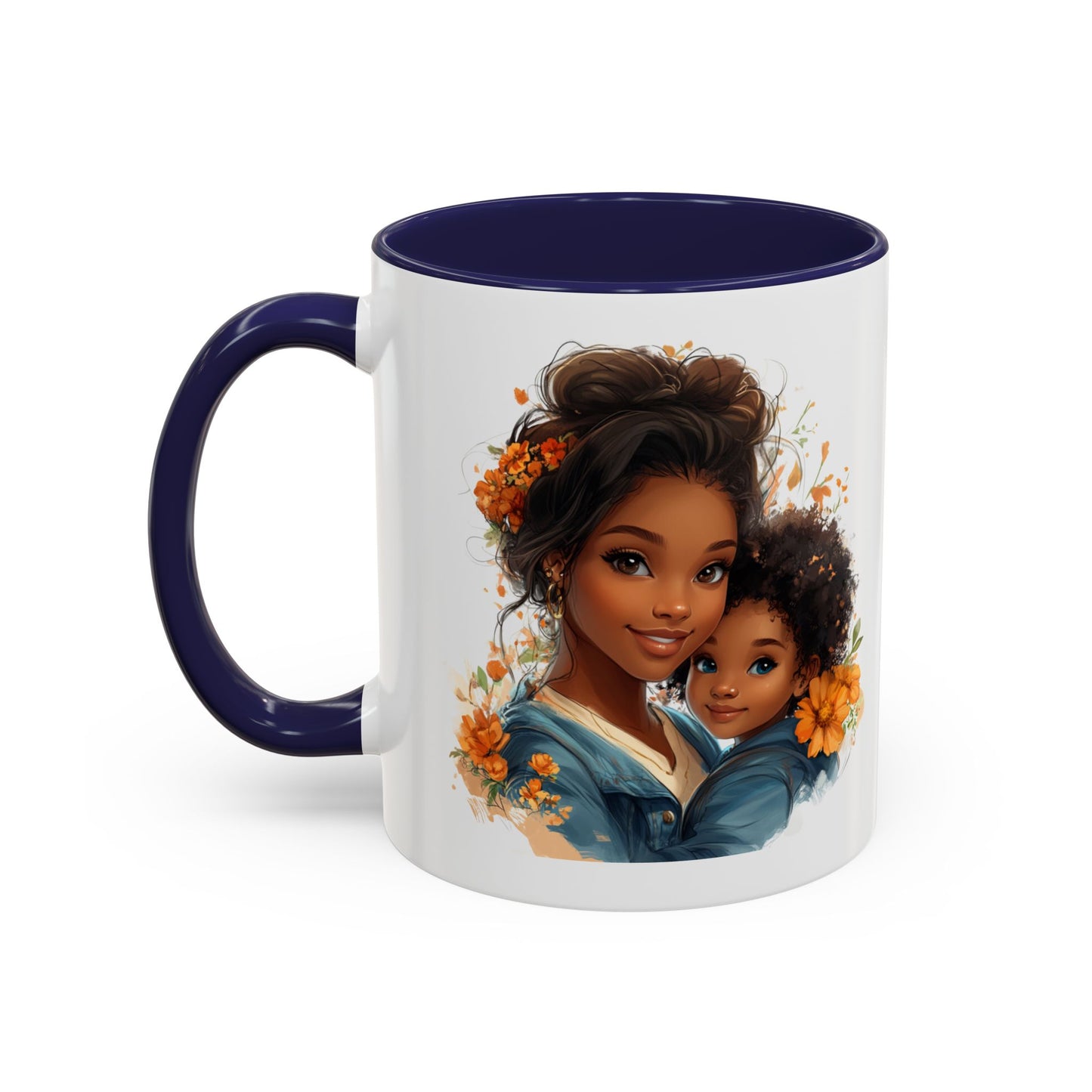 Embrace Love Accent Coffee Mug, Floral Mug, Motherhood Gift, Family Bonding, Personalized Drinkware