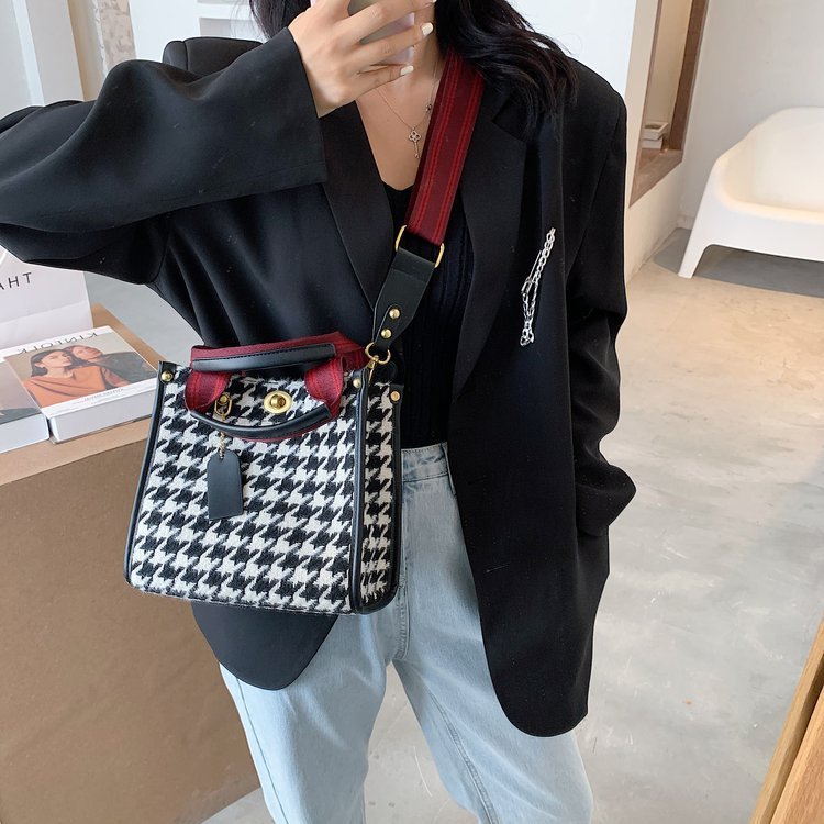 Fashion One Shoulder Canvas Plaid Handbag