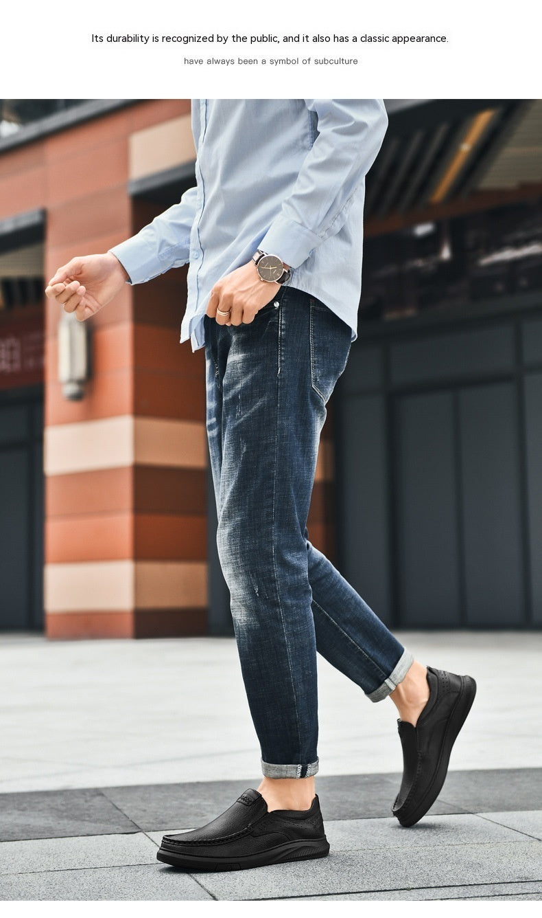 First Layer Cowhide Leisure Gommino Shoes