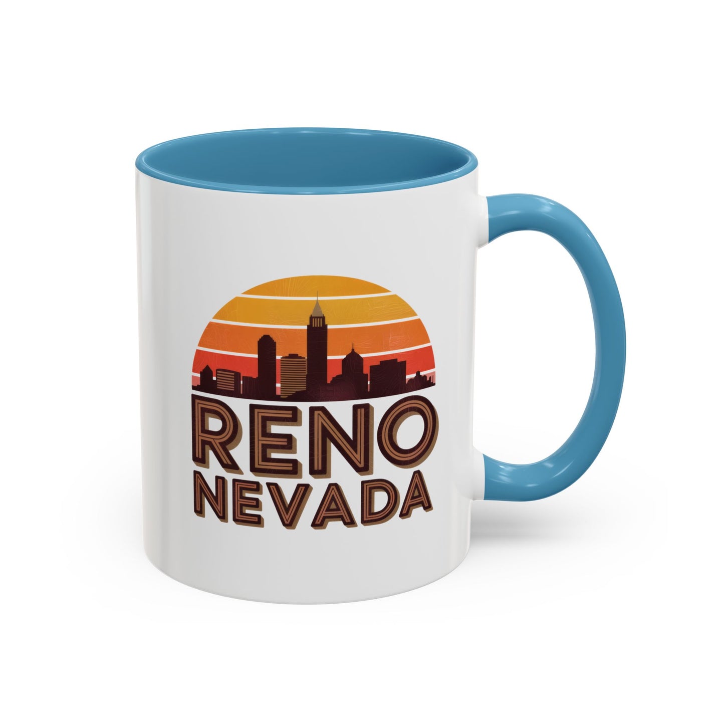Reno Nevada Accent Coffee Mug | Retro Sunrise Design | Perfect Gift, Kitchen Decor, Souvenir, Coffee Lovers, Travel Mug