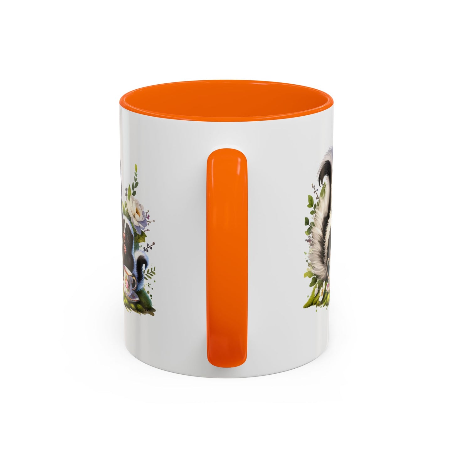 Whimsical Skunk Accent Coffee Mug - Cute Animal Art, Gift for Nature Lovers, Floral Design, Tea and Coffee Enthusiasts, Home Decor