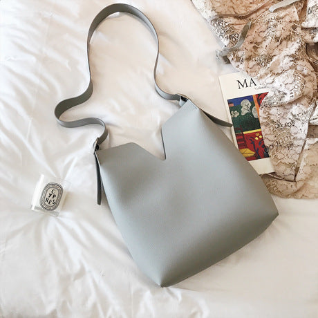 Korean leisure female new summer bag composite bucket leather handbag fashion all-match Crossbody Bag