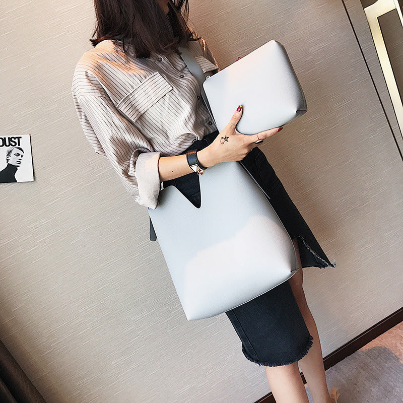 Korean leisure female new summer bag composite bucket leather handbag fashion all-match Crossbody Bag