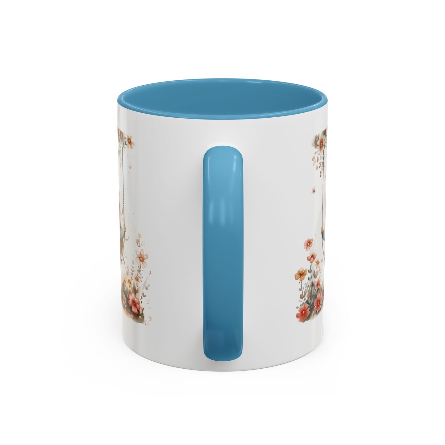 Cute Floral Swing Coffee Mug, Adorable Gift for Her, Tea Lover Mug, Cozy Home Decor, Birthday Gift, Floral Art Drinkware