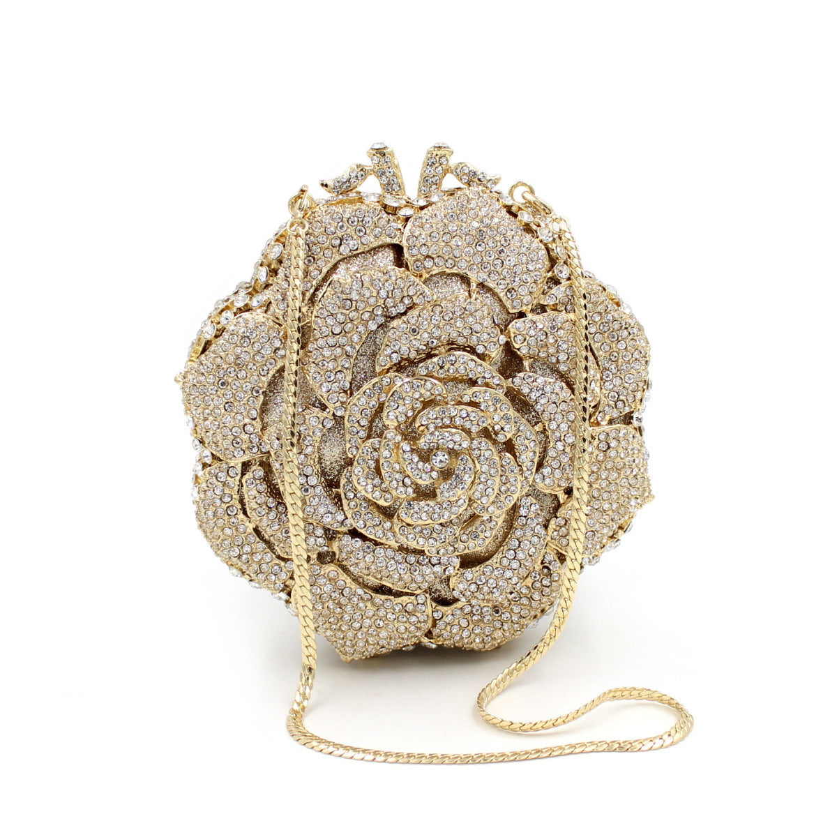 Women's Rose Rhinestone Bag Hollow Clutch