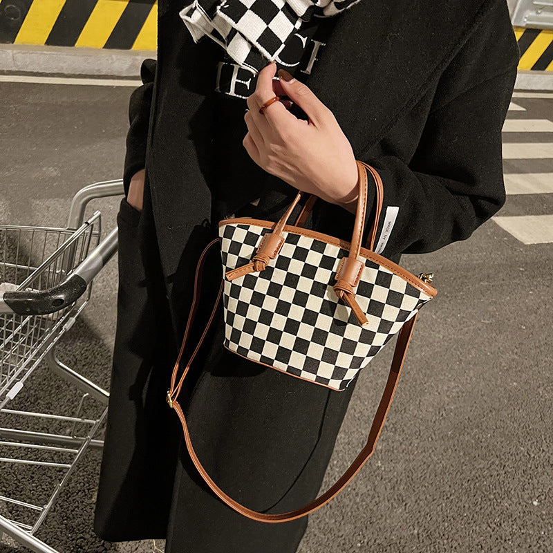 Winter Checkerboard Bucket Bag Fashion Check Handbag