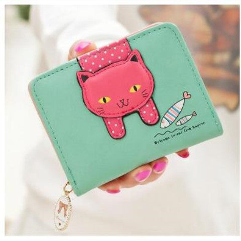 Short Cute Zipper Cartoon Cat Printing Student Coin Purse Store Hive UNIjuntos