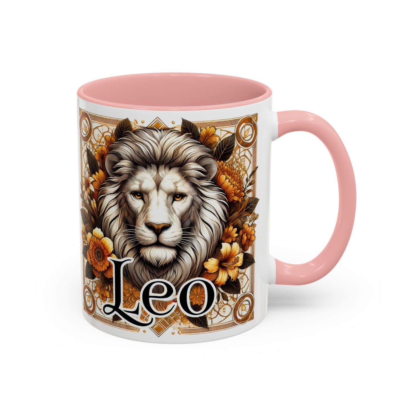 Leo Zodiac Accent Coffee Mug – Bold Floral Design for Astrology Lovers