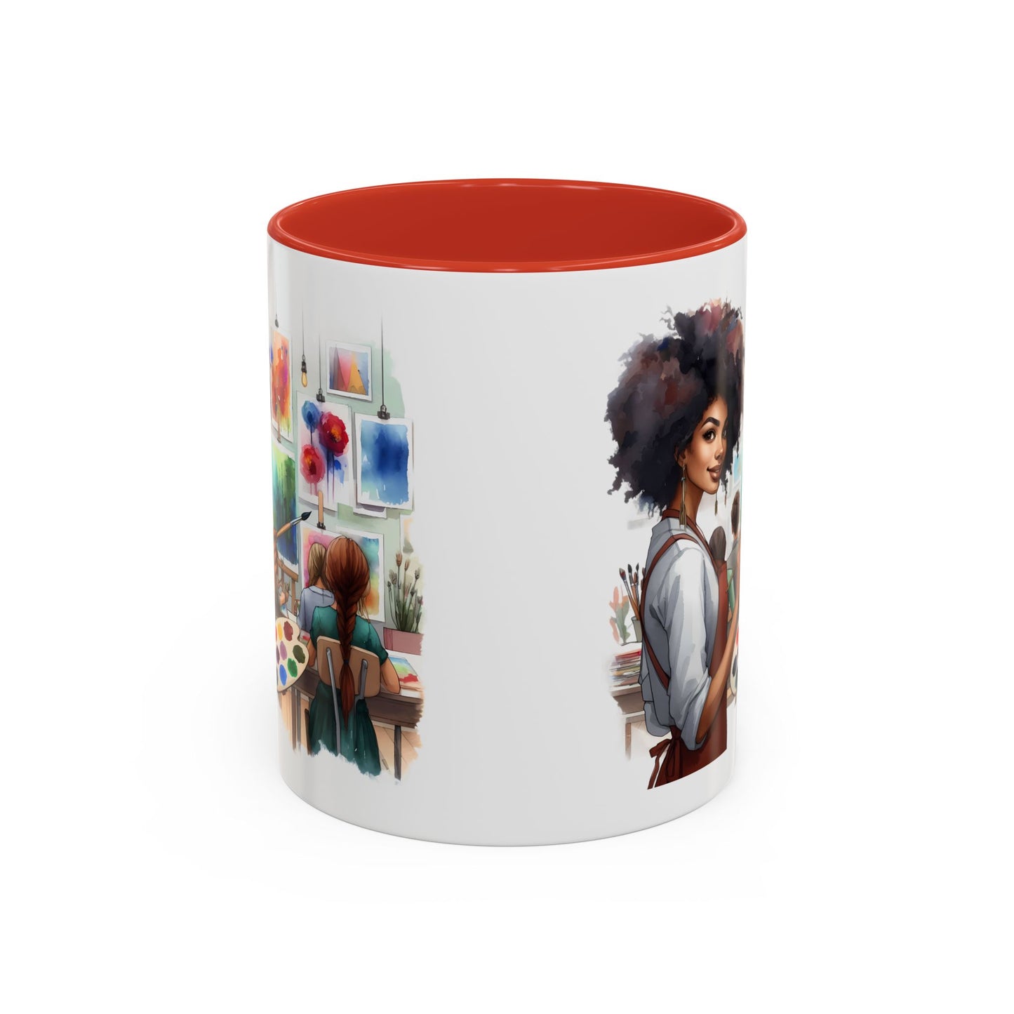 Artistic Creative Coffee Mug for Artists, Unique Mug Gift, Black Handle Ceramic Cup, Inspirational Art Lover Drinkware, Paint Palette Design