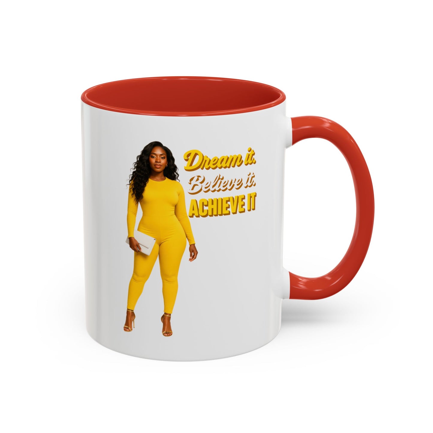 Inspiring Accent Coffee Mug - Dream It, Believe It, Achieve It, Motivational Gift, Coffee Lovers, Home Office Decor