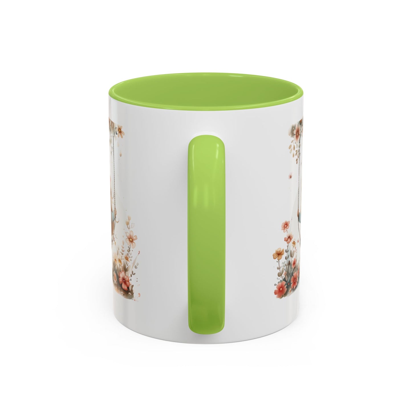 Cute Floral Swing Coffee Mug, Adorable Gift for Her, Tea Lover Mug, Cozy Home Decor, Birthday Gift, Floral Art Drinkware