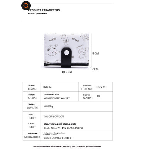 Girl's Wallet Short Cartoon Cute Store Hive UNIjuntos