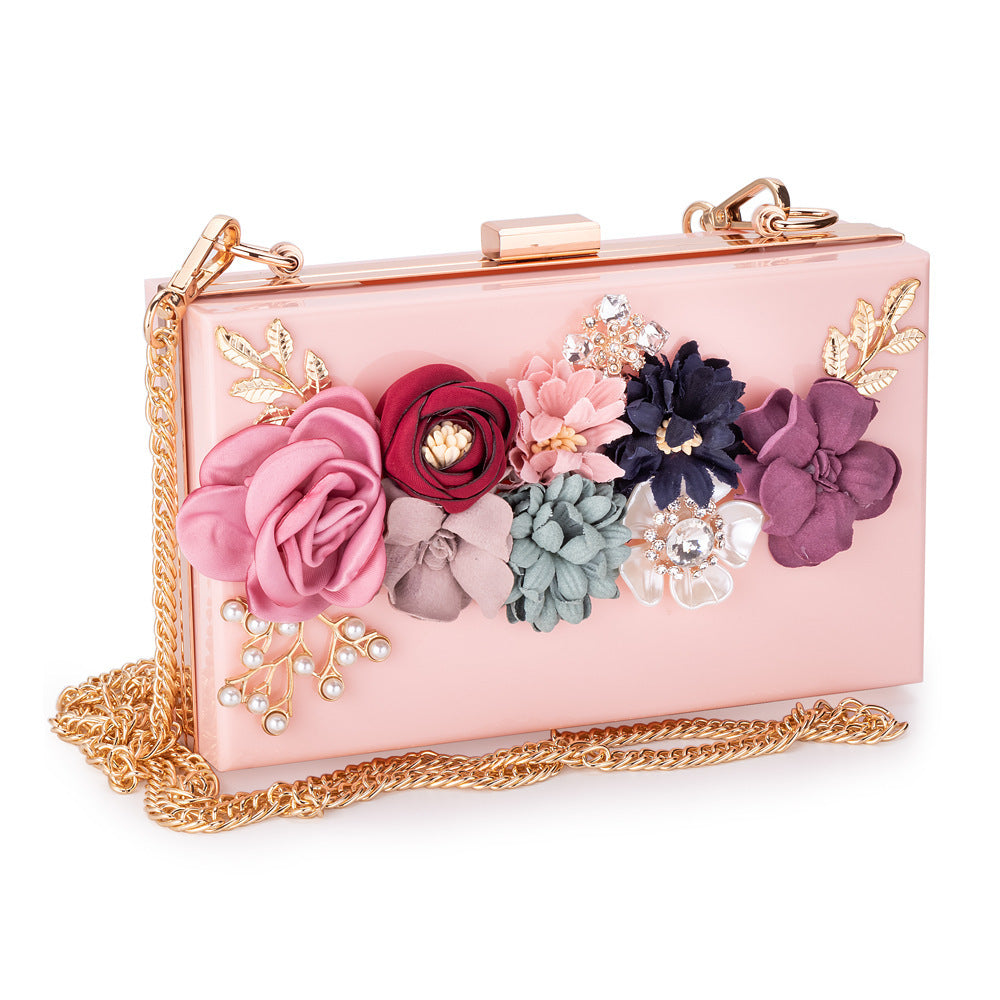 Transparent small square bag three-dimensional flower bag