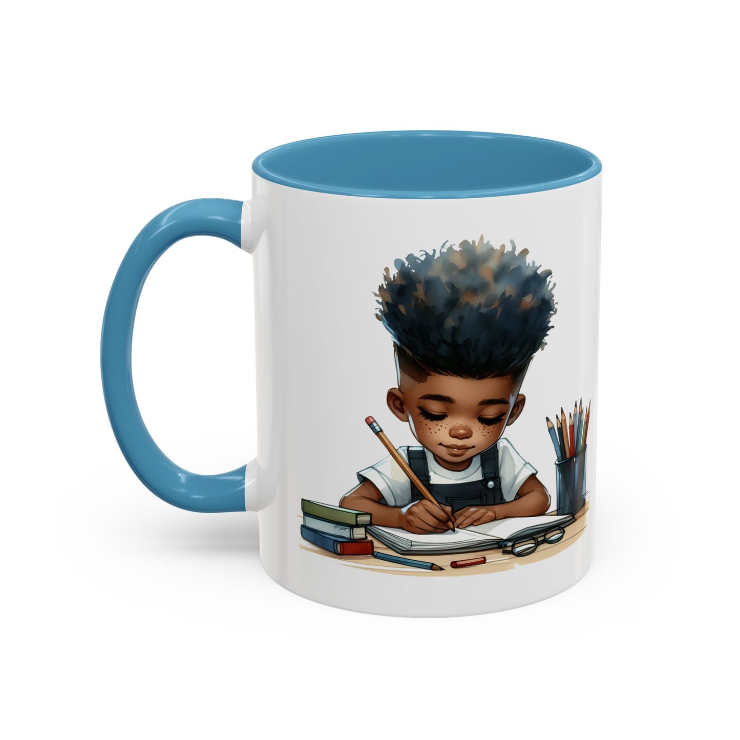 Creative Kids Coffee Mug, Black Accent Mug, Cute Student Gift, Kids Artwork Mug, Back-to-School Coffee Cup, Educational Gift Idea