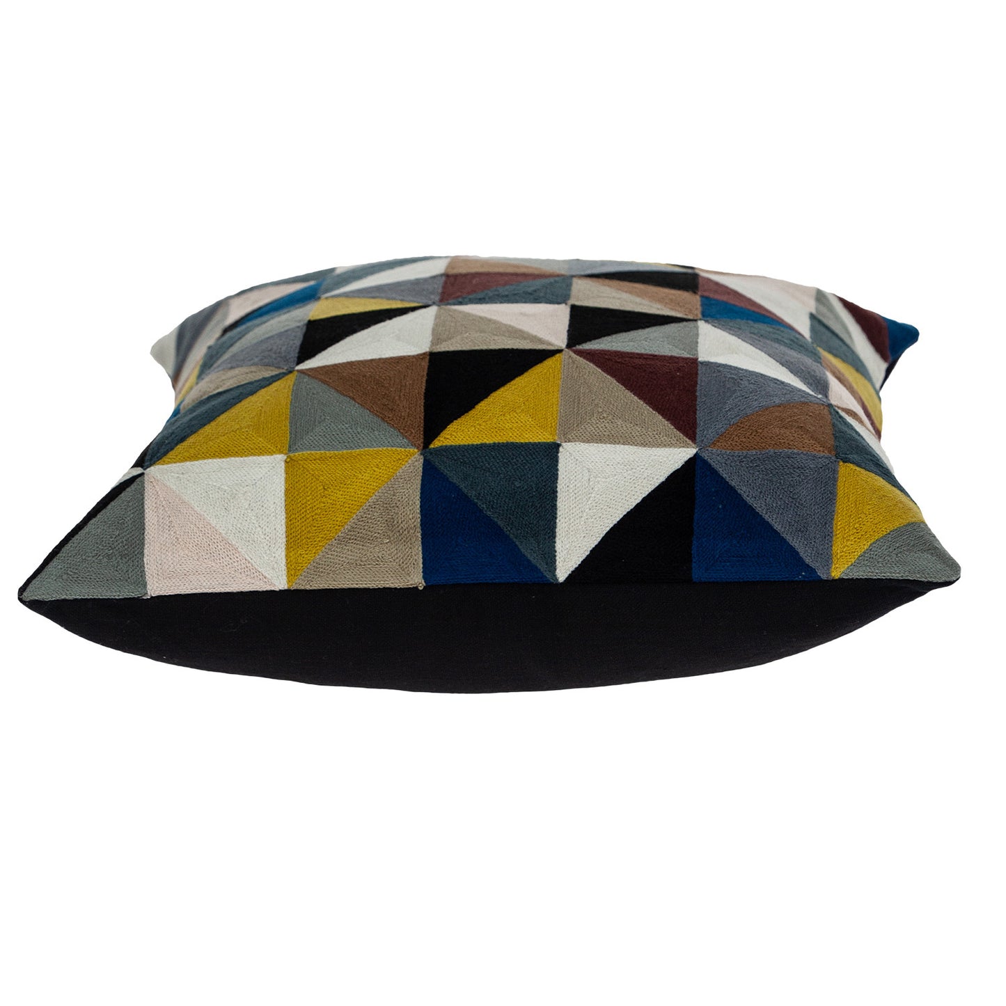 20" Black and Yellow Cotton Throw Pillow-3