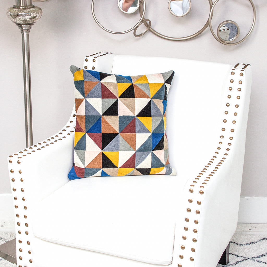 20" Black and Yellow Cotton Throw Pillow-6