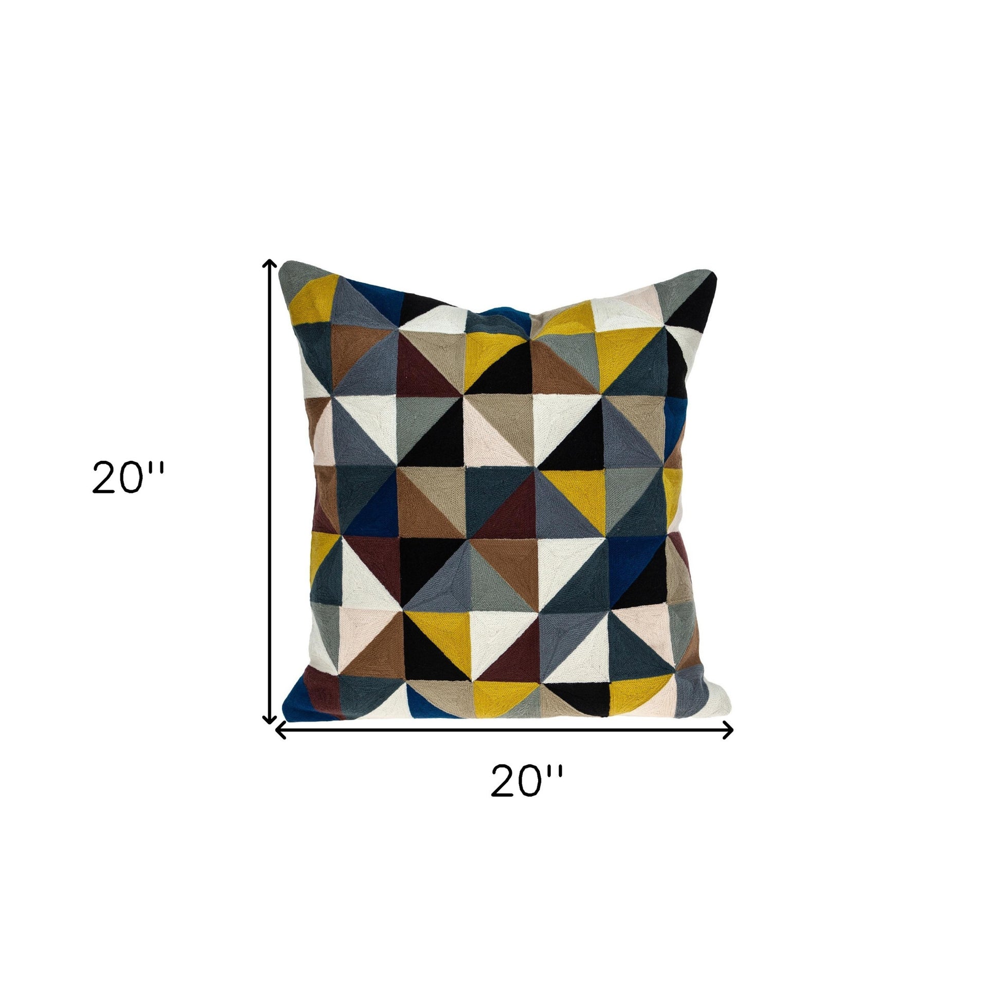 20" Black and Yellow Cotton Throw Pillow-5