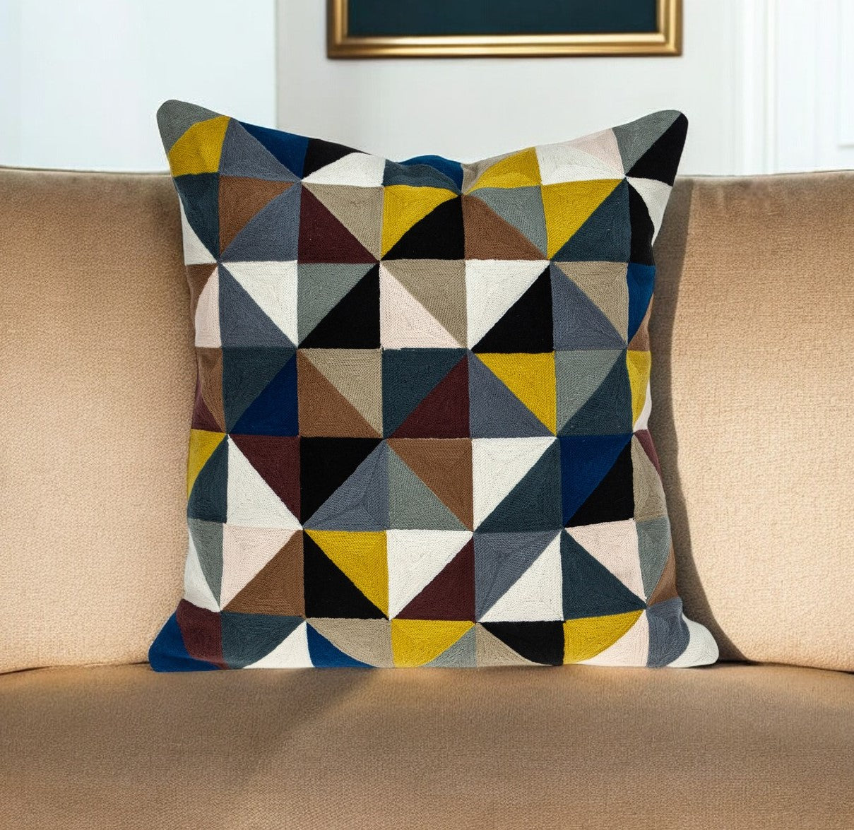 20" Black and Yellow Cotton Throw Pillow-0