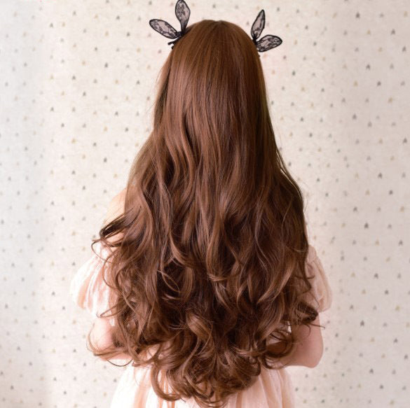 Filles Curl Grosses Vagues Korean Air Liuhai Réaliste Perruque Casque