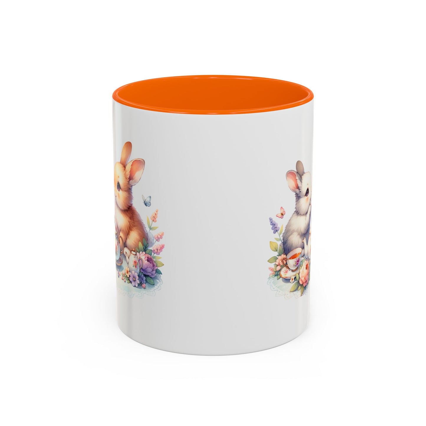 Whimsical Bunny Coffee Mug, Cute Bunny Mug for Spring, Easter Gift, Floral Rabbit Mug, Fun Coffee Cup