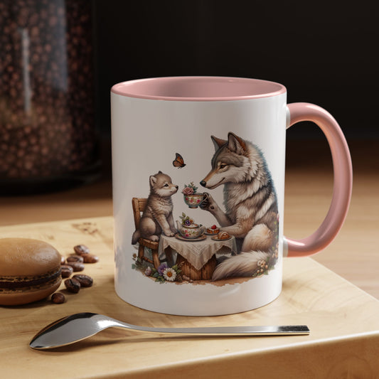Whimsical Wolf Tea Time Mug | Cute Animal Coffee Cup, Gifts for Animal Lovers, Home Decor, Cozy Kitchen, Unique Gift Idea