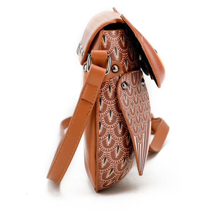Three-dimensional owl mobile phone bag shoulder diagonal package female new summer Korean fashion pu printing small bag