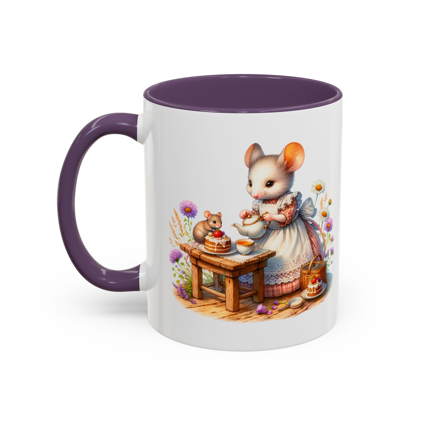 Adorable Mouse Kitchen Coffee Mug, Cute Animal Mug, Gift for Baking Lovers, Cozy Home Decor, Kitchenware, Tea Mug, Floral Design
