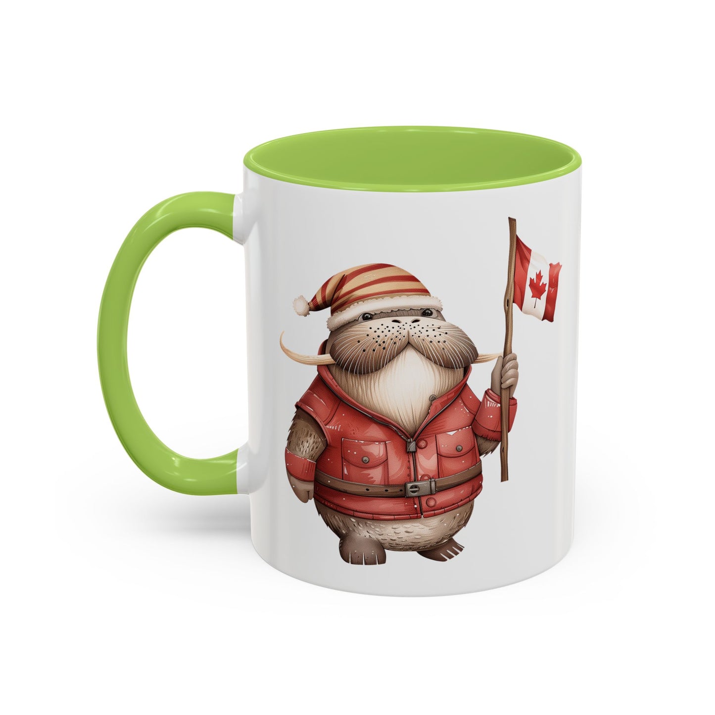 Canadian Holiday Accent Coffee Mug - Adorable Walrus with Flag, Gift for Canada Day, Cute Decor, Coffee Lover, Kitchen Accessory