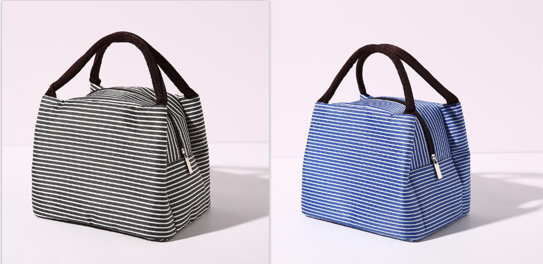 Portable Striped Aluminum Foil Insulation Bag Lunch Bag