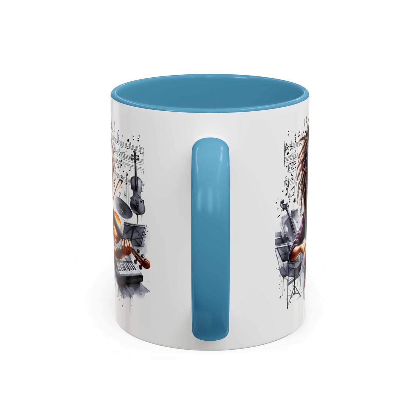 Musical Accent Coffee Mug, Music Lover Gift, Black and White Mug, Jazz Theme Mug, Artist Appreciation