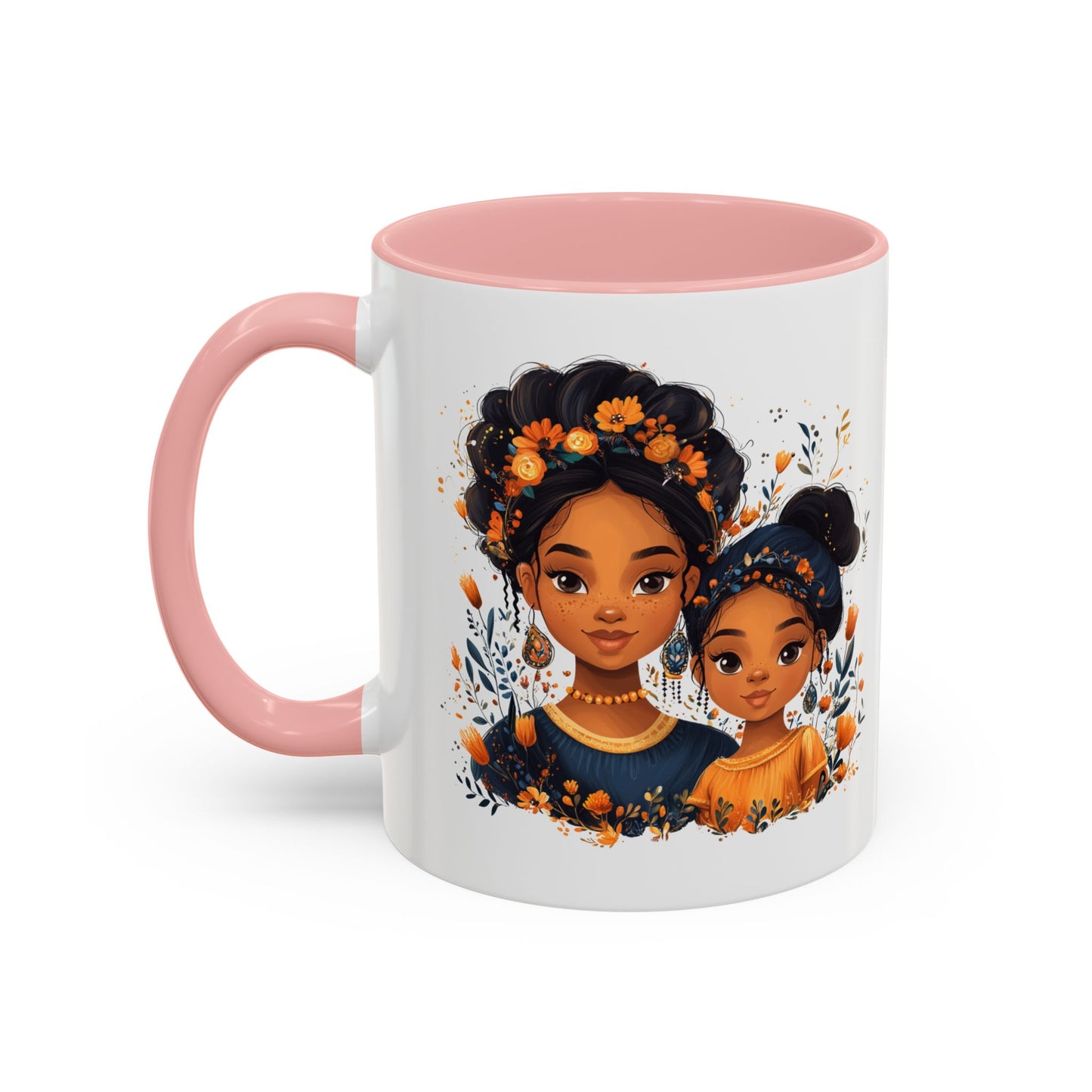 Cute Floral Accent Mug for Coffee Lovers, Gift for Moms, Family Bonding, Fall Decor, Unique Tea Mug