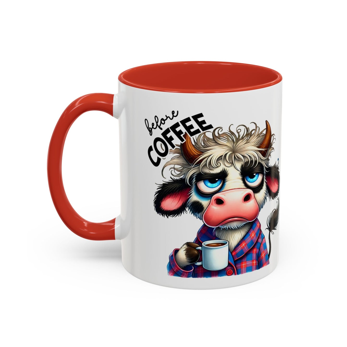 Caffeinated Cow Mug, Cute Animal Coffee Cup, Farmhouse Kitchen Gift, Fun Ceramic Mug for Coffee Lovers, Unique Drinkware for Holidays