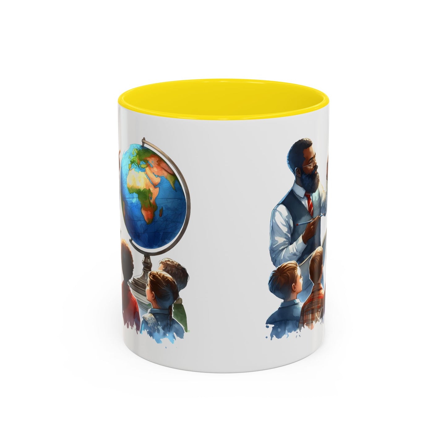 World Teacher Accent Coffee Mug - Inspiring Gift for Educators, Classroom Decor, Study Sessions, Teacher Appreciation, Travel Enthusiasts