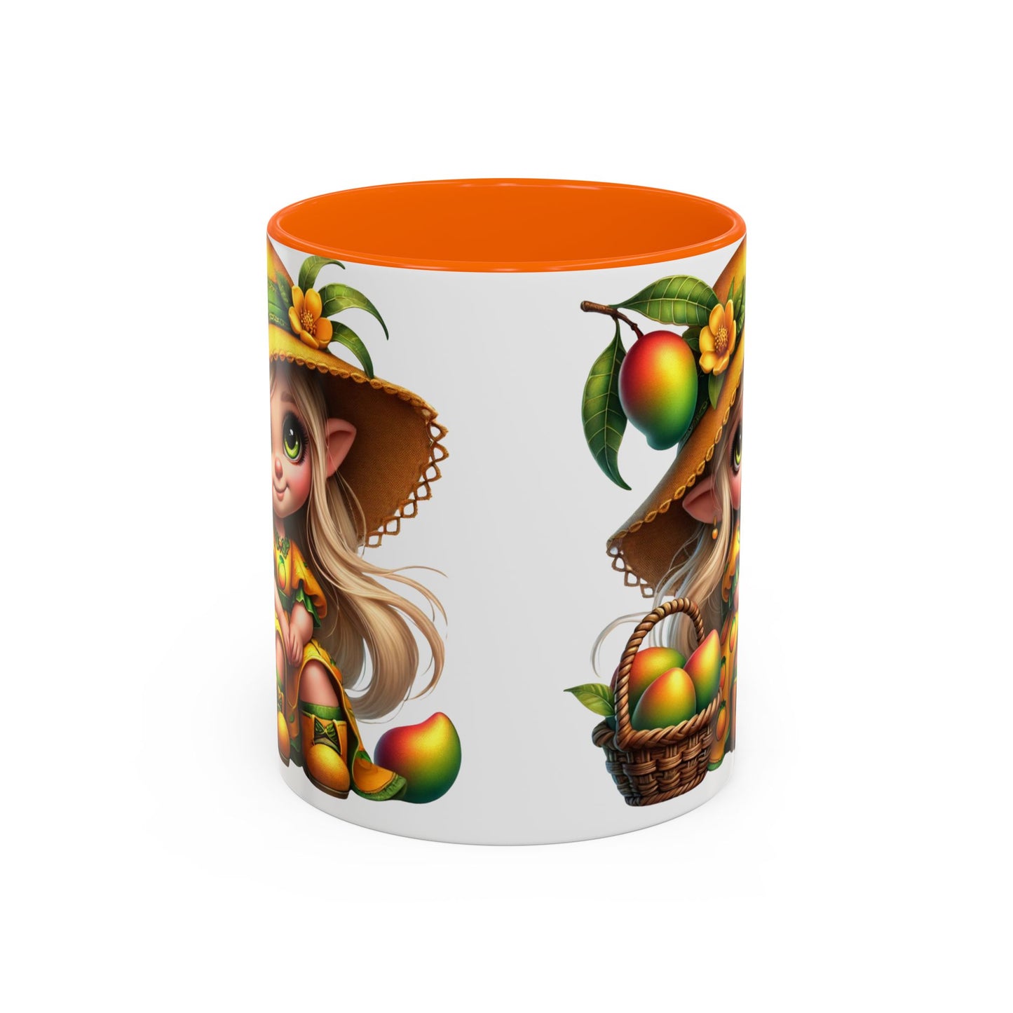 Whimsical Mango Fairy Coffee Mug - Cute Illustrative Design for Fruit Lovers