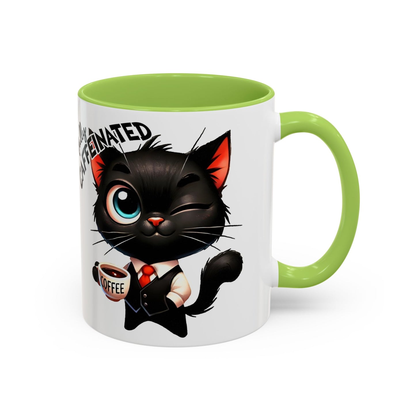 Whimsical Cat-Themed Coffee Mug, Fully Caffeinated, Gift for Cat Lovers, Fun Kitchen Decor, Birthday Gift, Unique Coffee Lover Mug