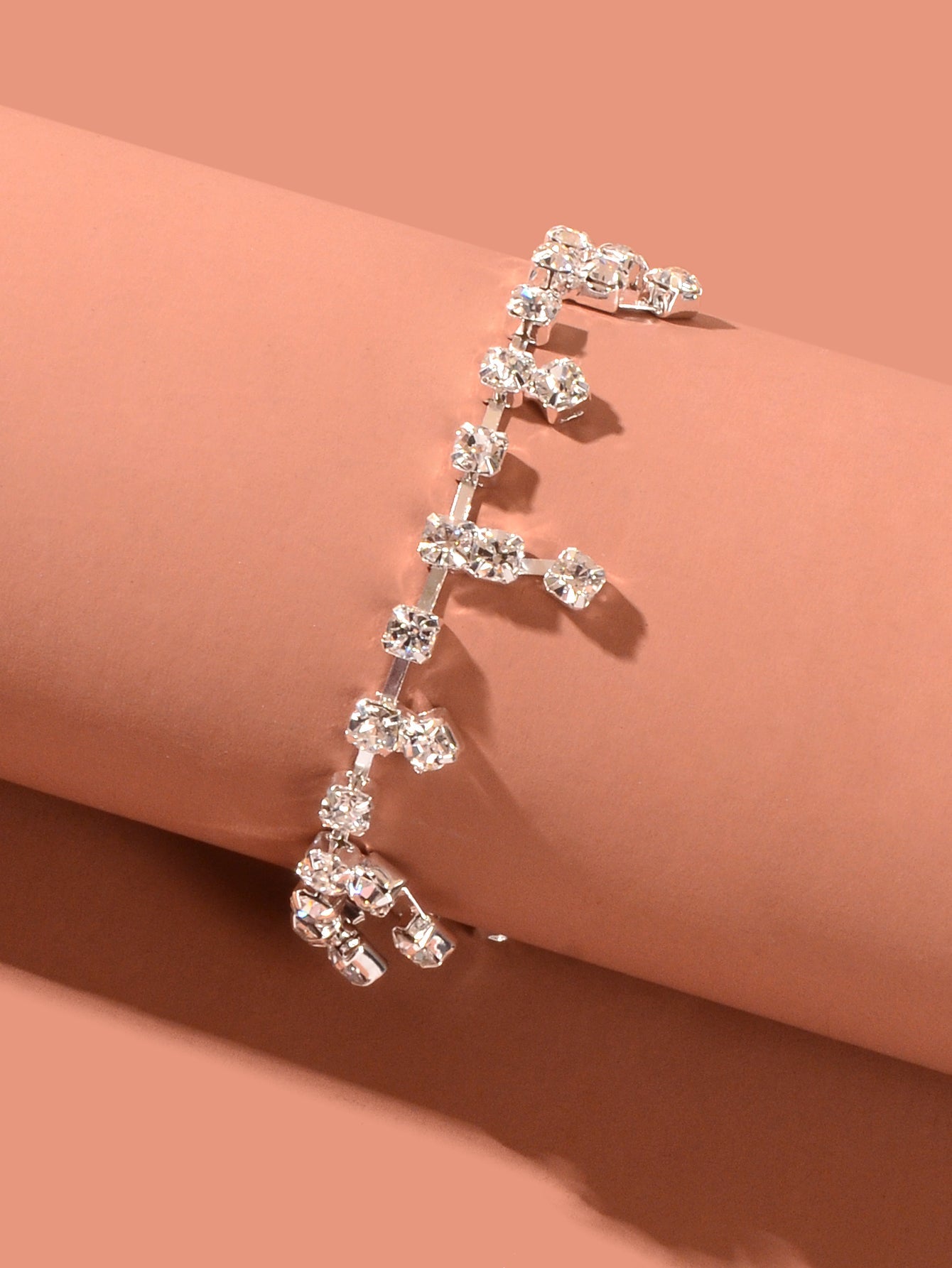 Luxurious Rhinestone Decor Silver Tassel Anklet Women Wedding Party Foot Jewelry-2