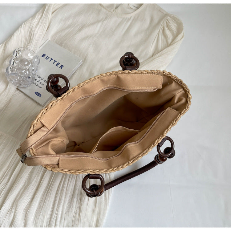 Plaited Women's Bag Beach Holiday Handbag Large Capacity Casual Semicircle JFA UNIjuntos Entreprise