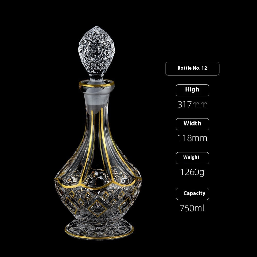 Gold Drawing Line Foreign Wine Bottle Crystal Glass Creative Whiskey Bottle