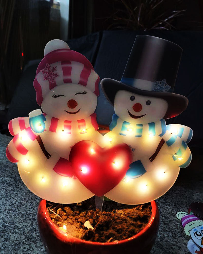 Christmas Scene Decoration With LED Lights Christmas Snowman Ornaments