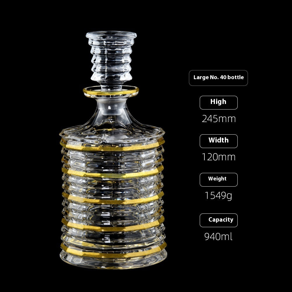 Gold Drawing Line Foreign Wine Bottle Crystal Glass Creative Whiskey Bottle