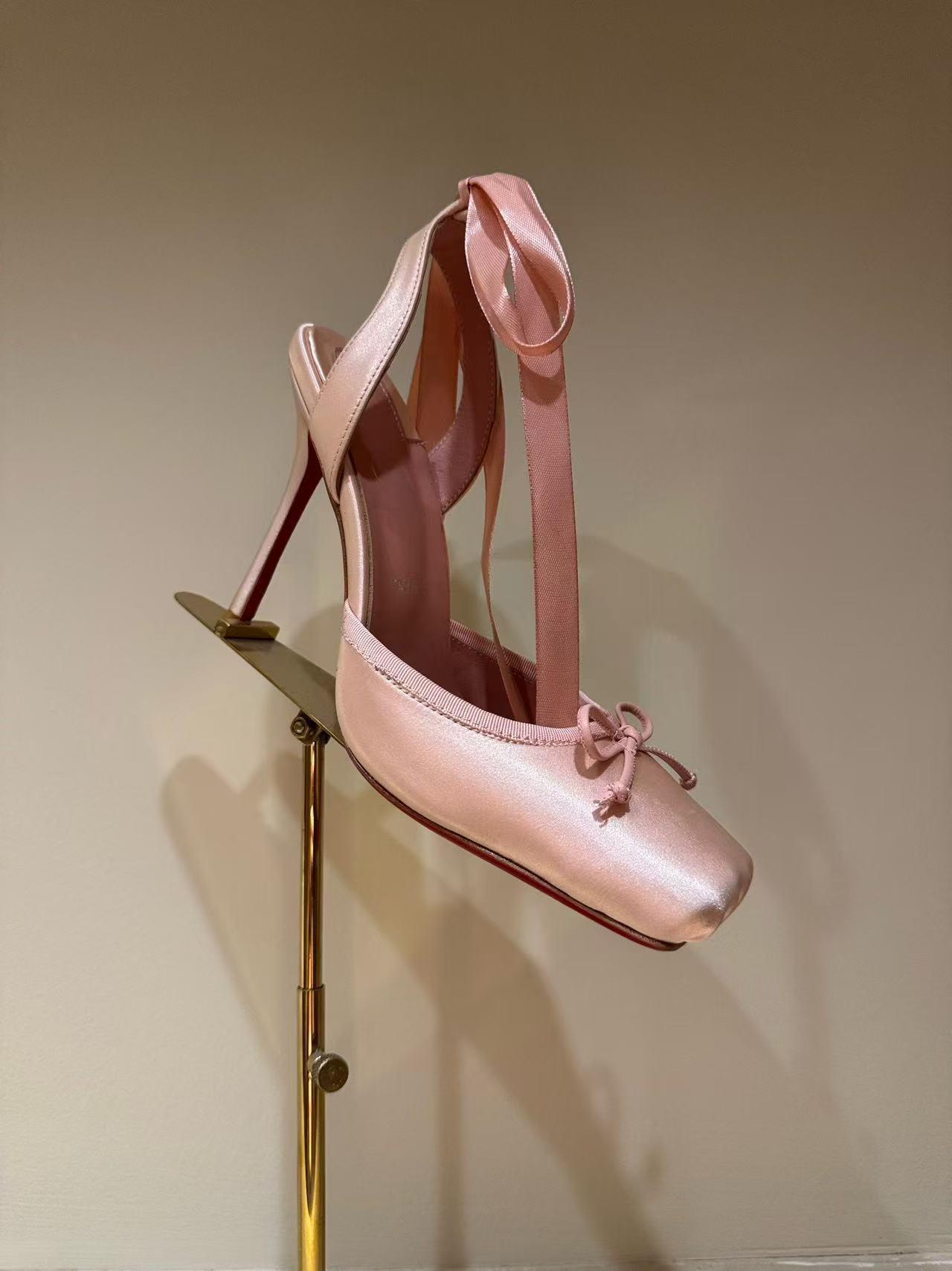 Leather Sole Women's Shoes Fashion Satin Ribbon Toe Cap