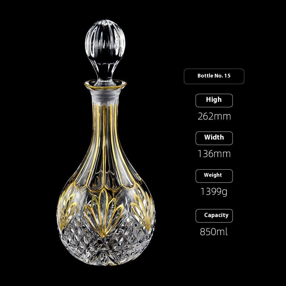 Gold Drawing Line Foreign Wine Bottle Crystal Glass Creative Whiskey Bottle