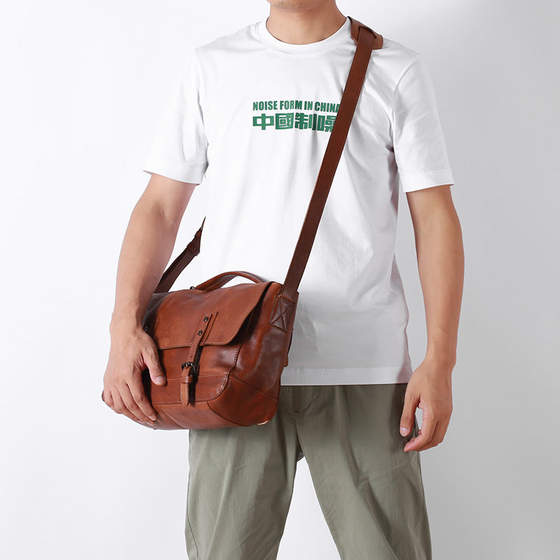 Polished Vintage Leather Top Layer Cowhide Messenger Bag