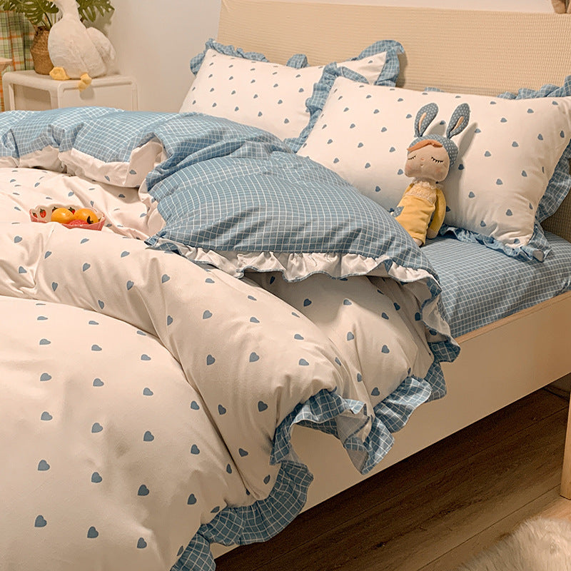 Princesse Style Quatre-pièce Lit Feuille Housse de couette Fille de Coeur Lit Couverture D'été Trois-pièce Costume