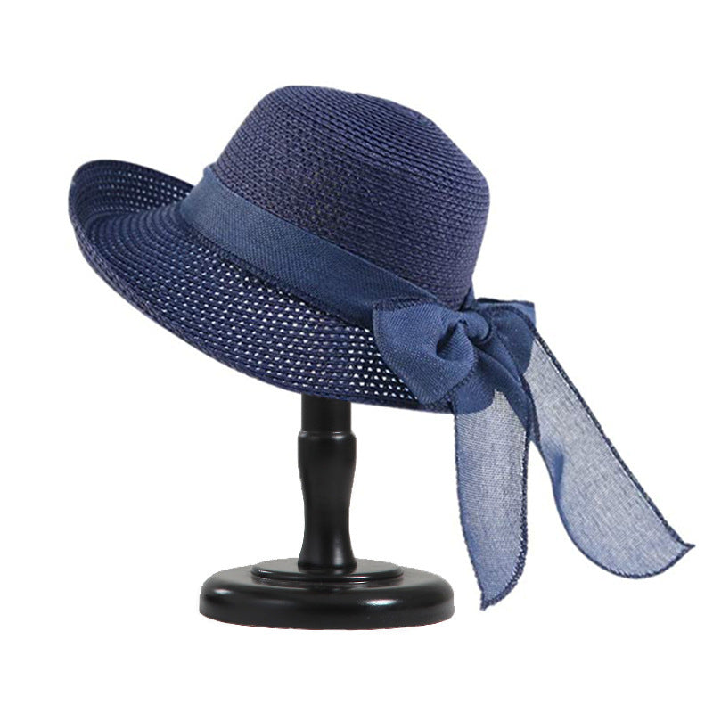 Fashion Bow Knot Beach Sun Hat Women's Foldable Basin Hat